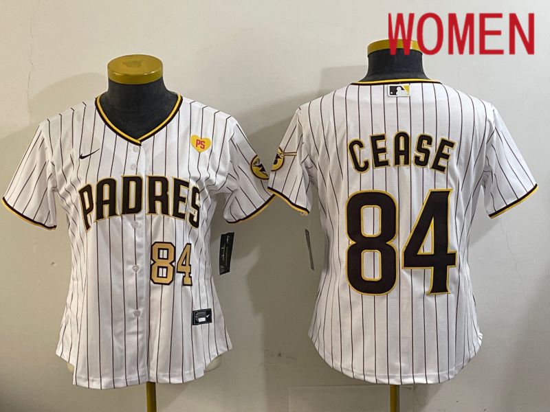 Women San Diego Padres #84 Cease White Stripe Game 2024 Nike MLB Jersey style 1120